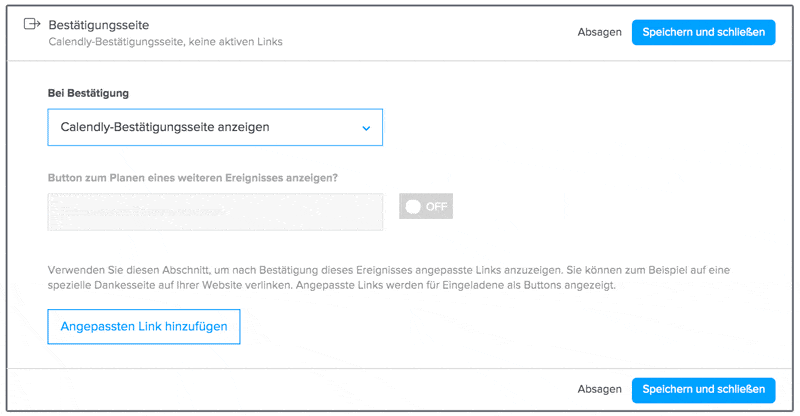 bestätigungsseite auswählen