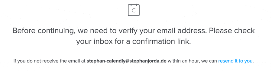 Calendly- Email verifizieren