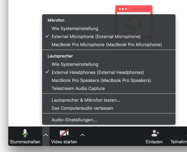 Zoom Einstellung Mikrofon