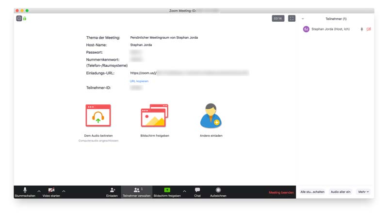 Programmfenster von Zoom