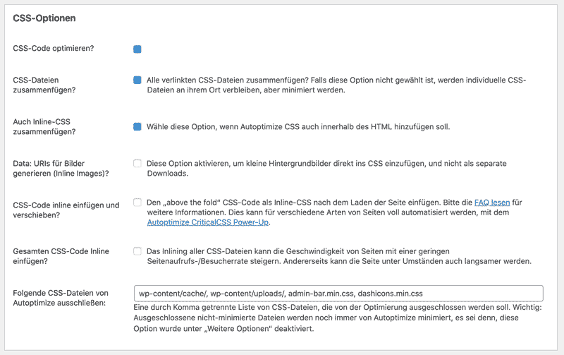 CSS Optionen - Ladezeit verbessern